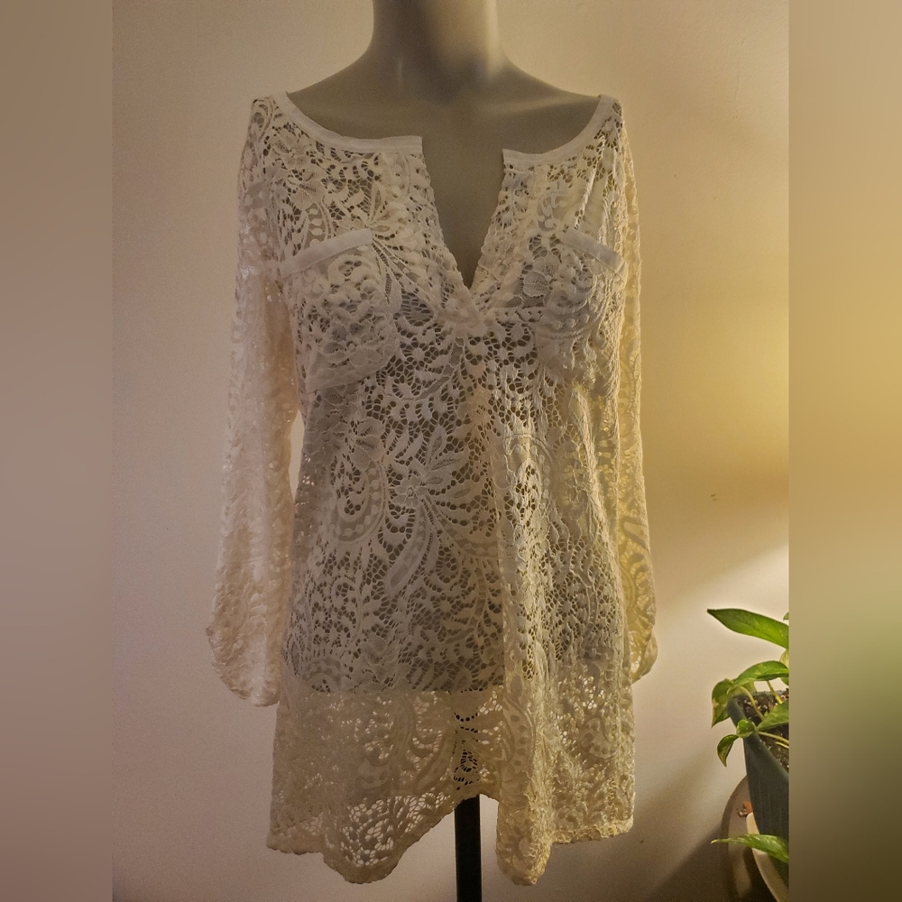 Maurices Cream Lace Top Size Medium